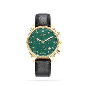 Legacy watch black leather and green mop