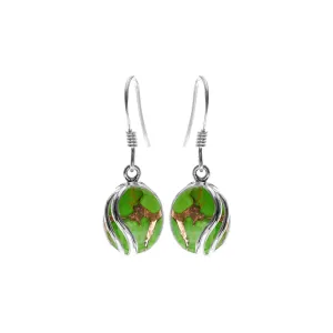 Lola green mohave turquoise earrings with stripe overlay