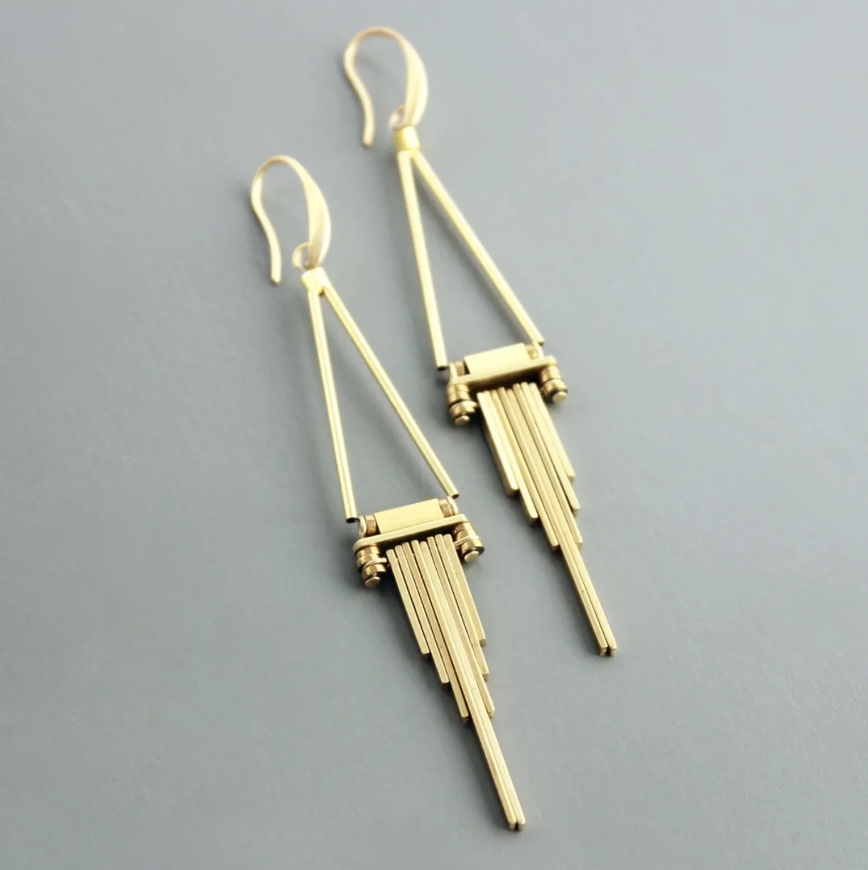 Long Brass Drop Earrings