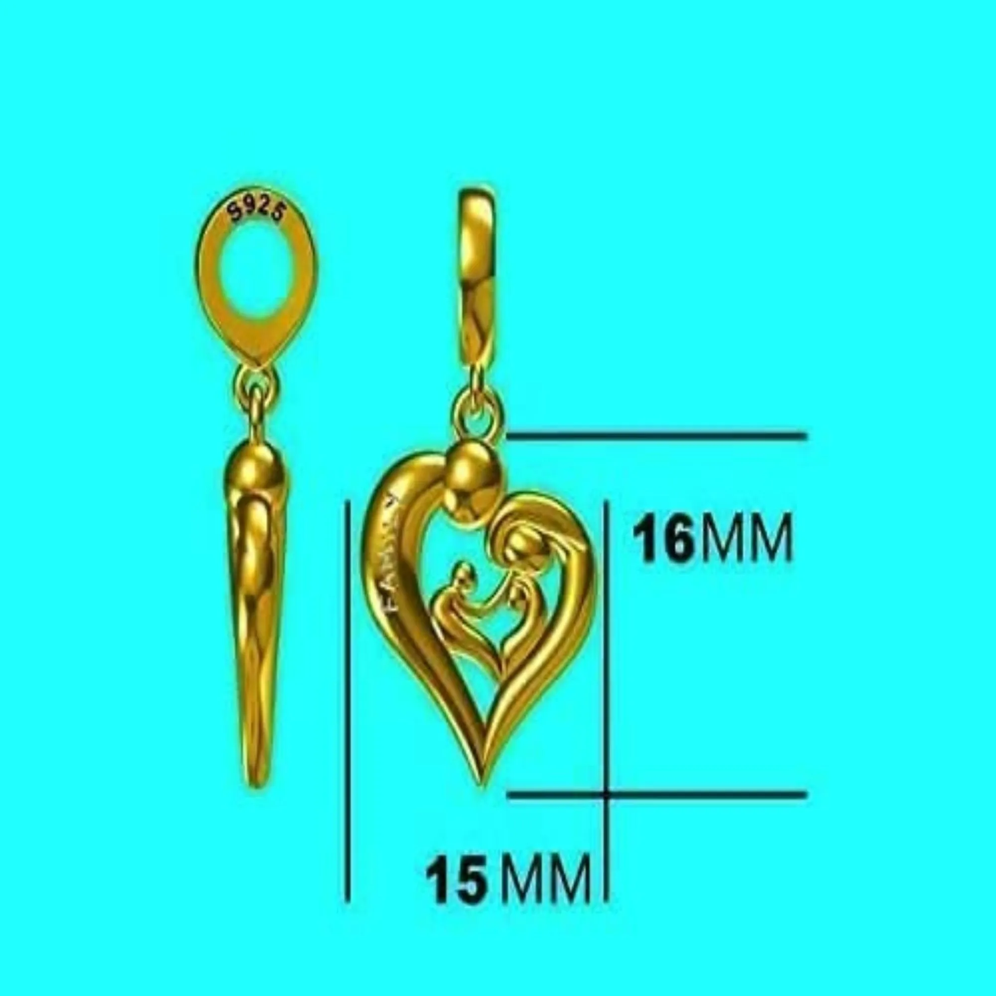 Love Family Heart Dangle Pendant Charm