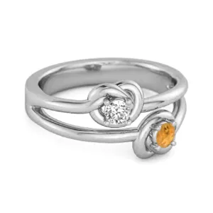 Love Knot 0.10 Cts Citrine 925 Sterling Silver He & She Promise Ring