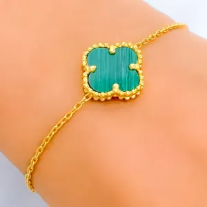Lovely Vibrant 21k Gold Clover Bracelet