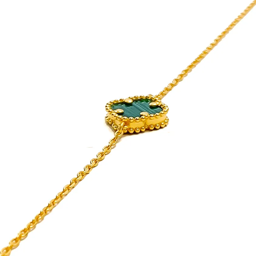 Lovely Vibrant 21k Gold Clover Bracelet