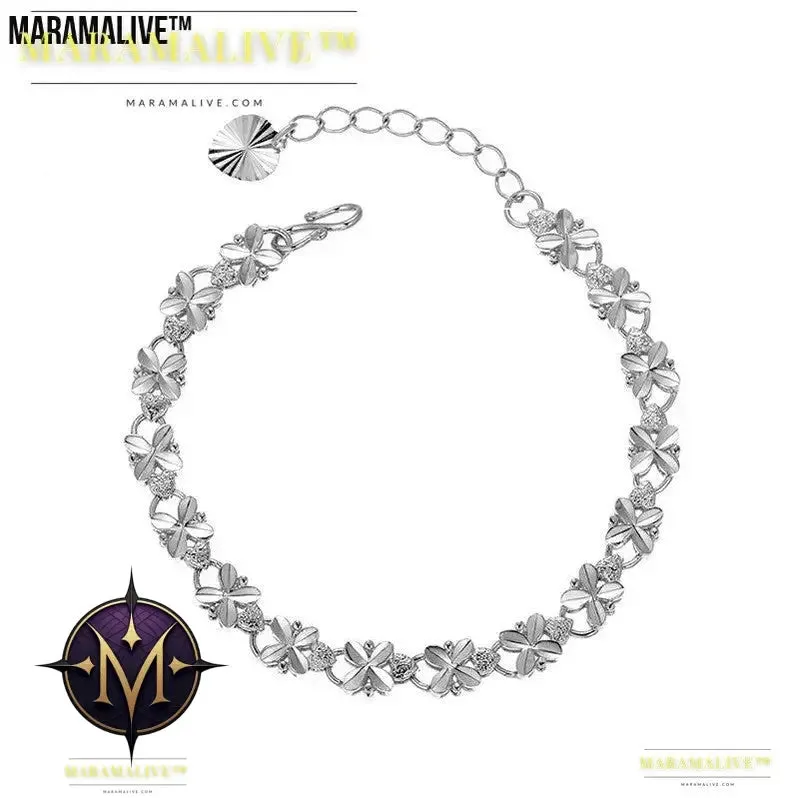 Lucky Charm Women's Bracelet - Four Leaf Clover Gold Charm Bracelet