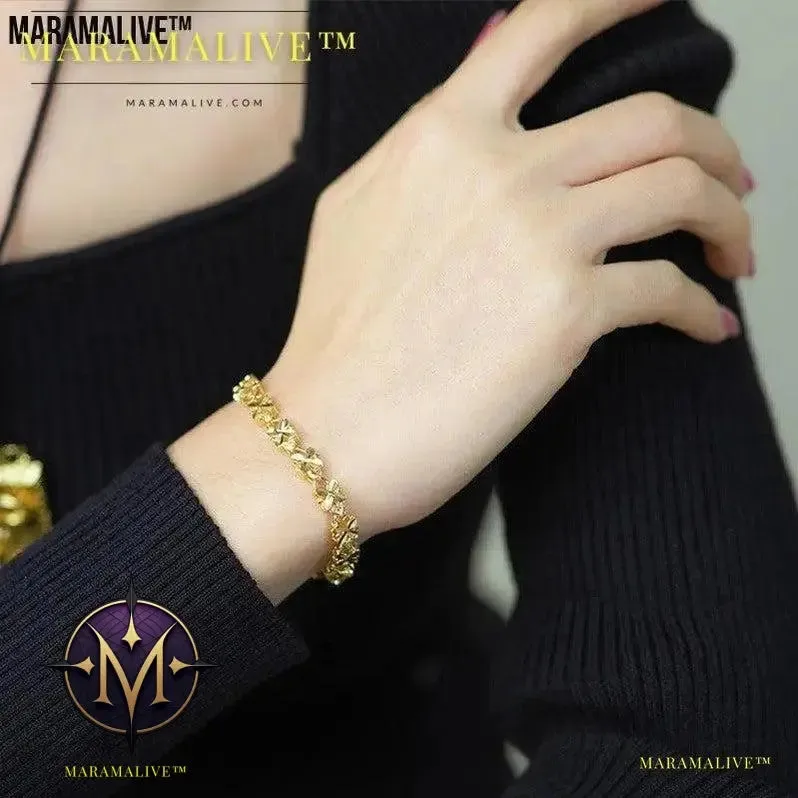 Lucky Charm Women's Bracelet - Four Leaf Clover Gold Charm Bracelet