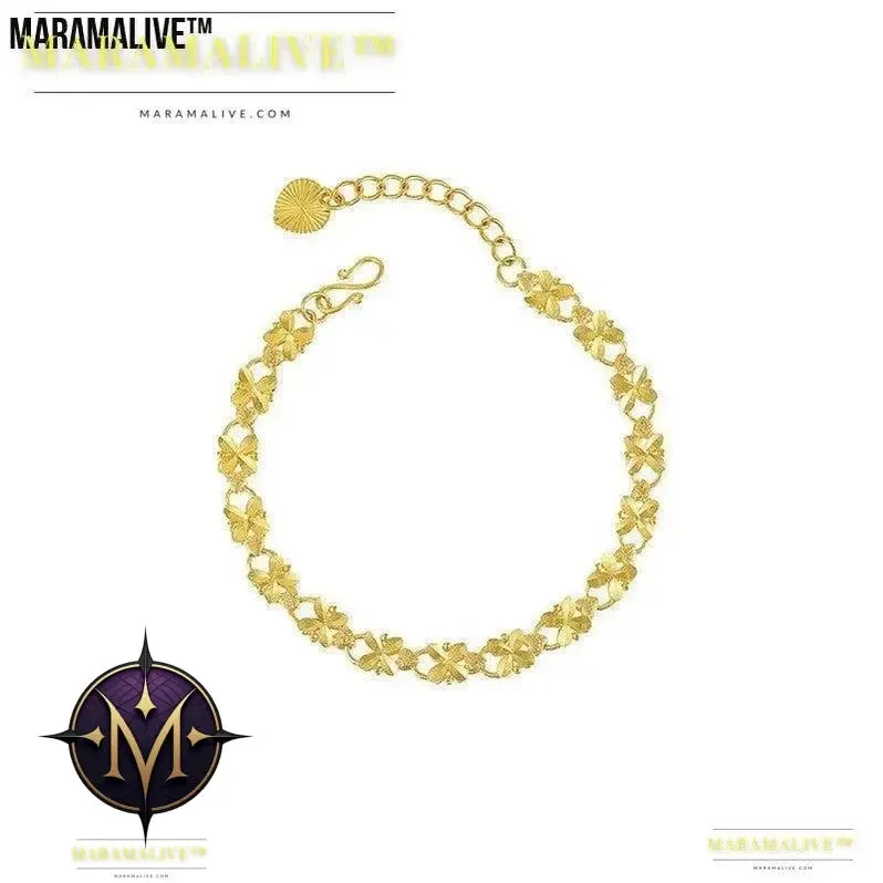Lucky Charm Women's Bracelet - Four Leaf Clover Gold Charm Bracelet