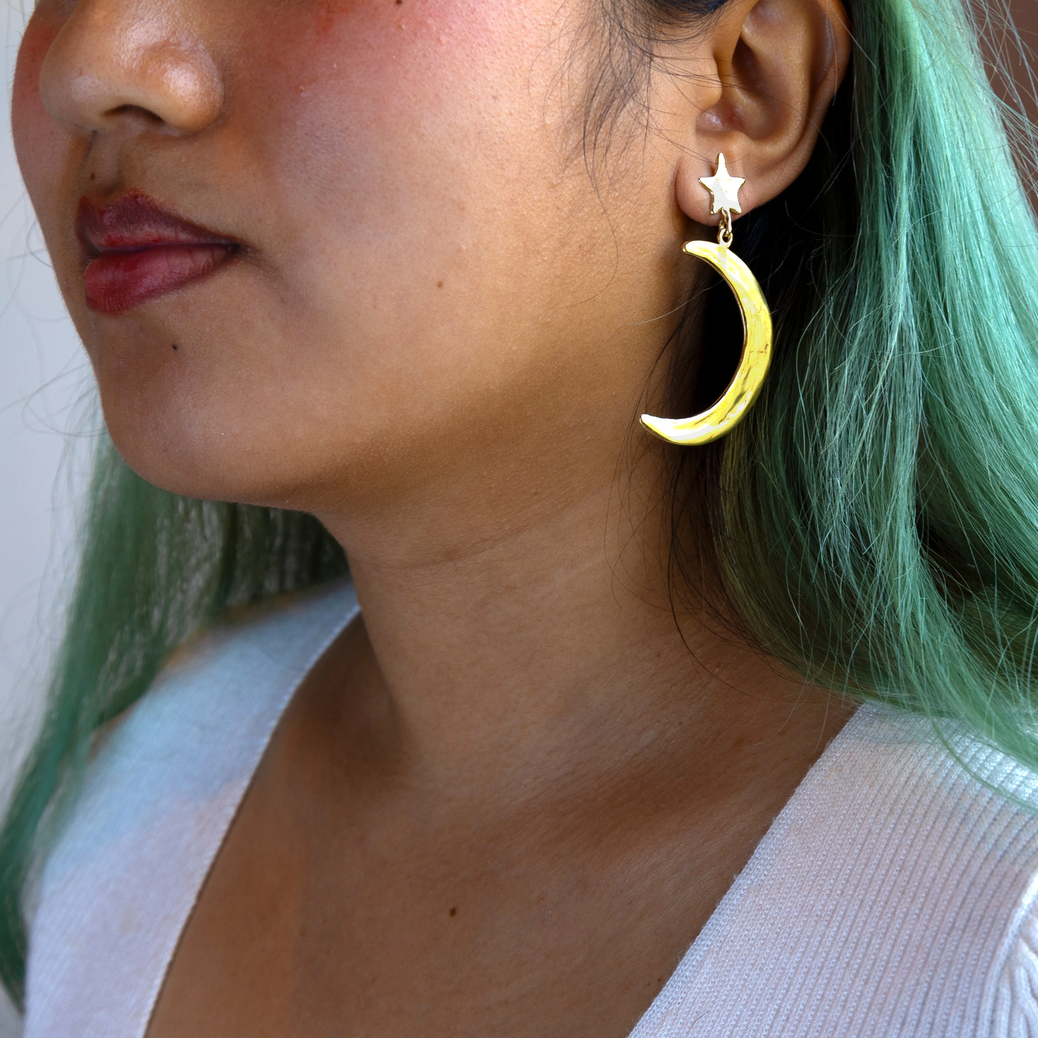 Luiny x Local Eclectic Bold Star Moon Drop Earring