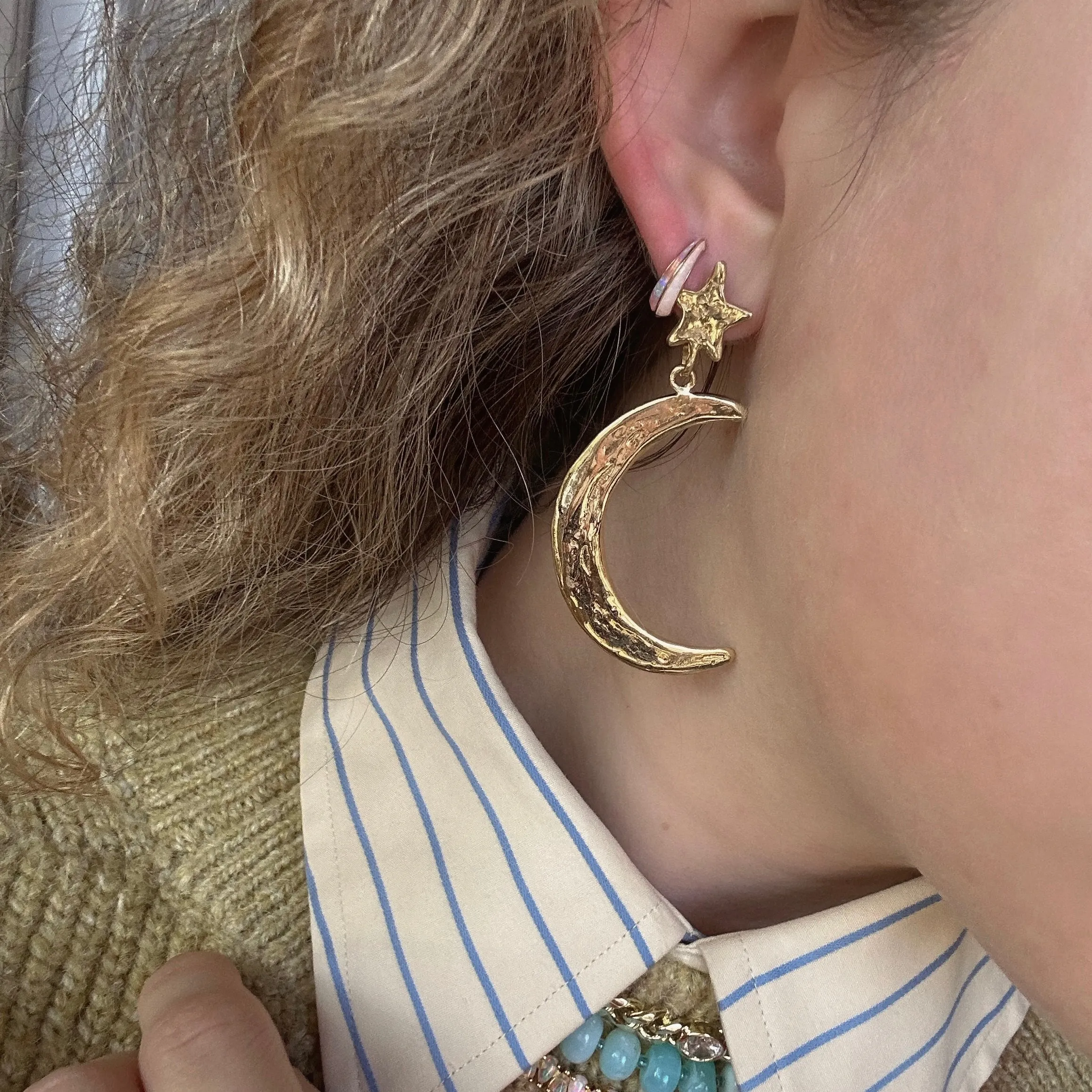 Luiny x Local Eclectic Bold Star Moon Drop Earring
