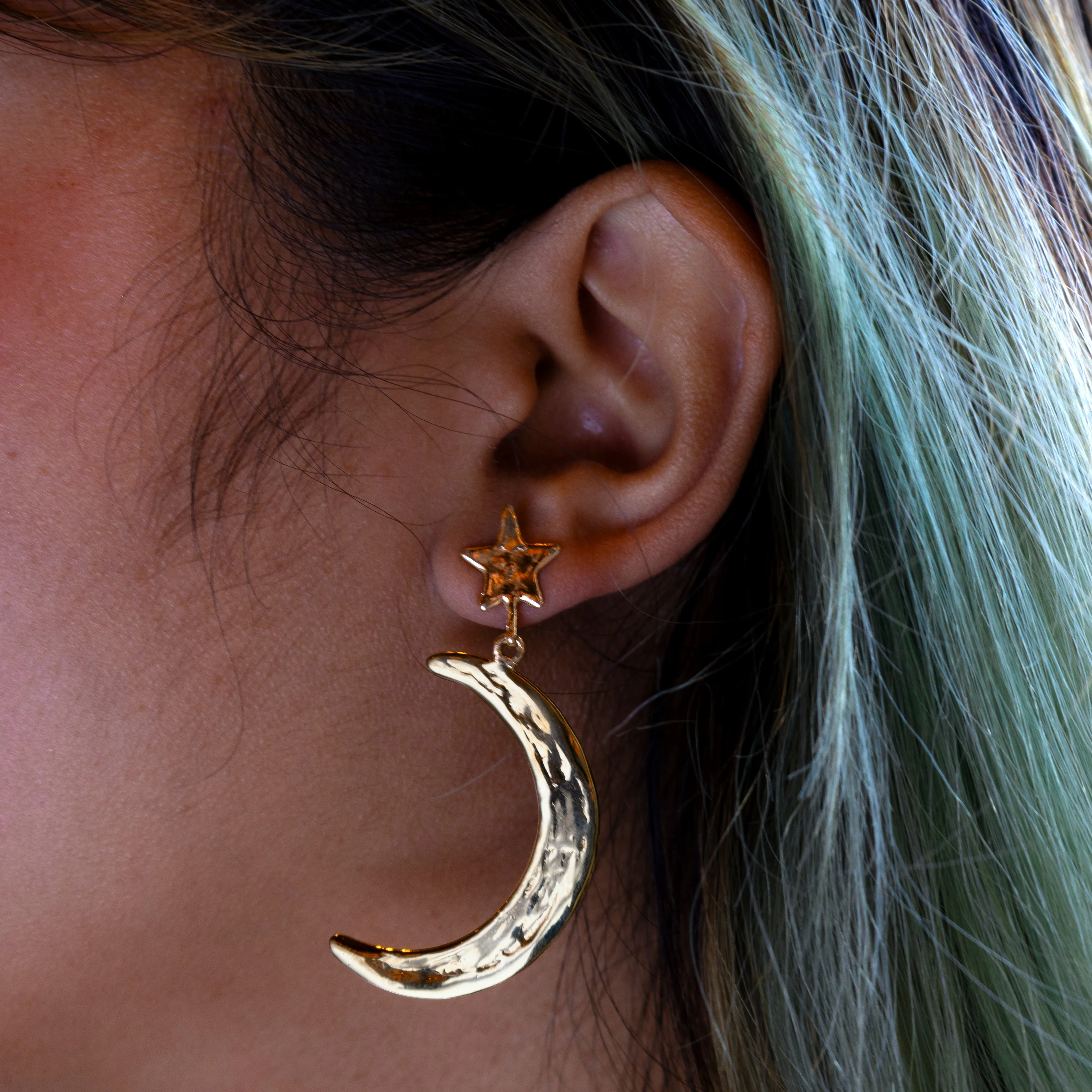 Luiny x Local Eclectic Bold Star Moon Drop Earring