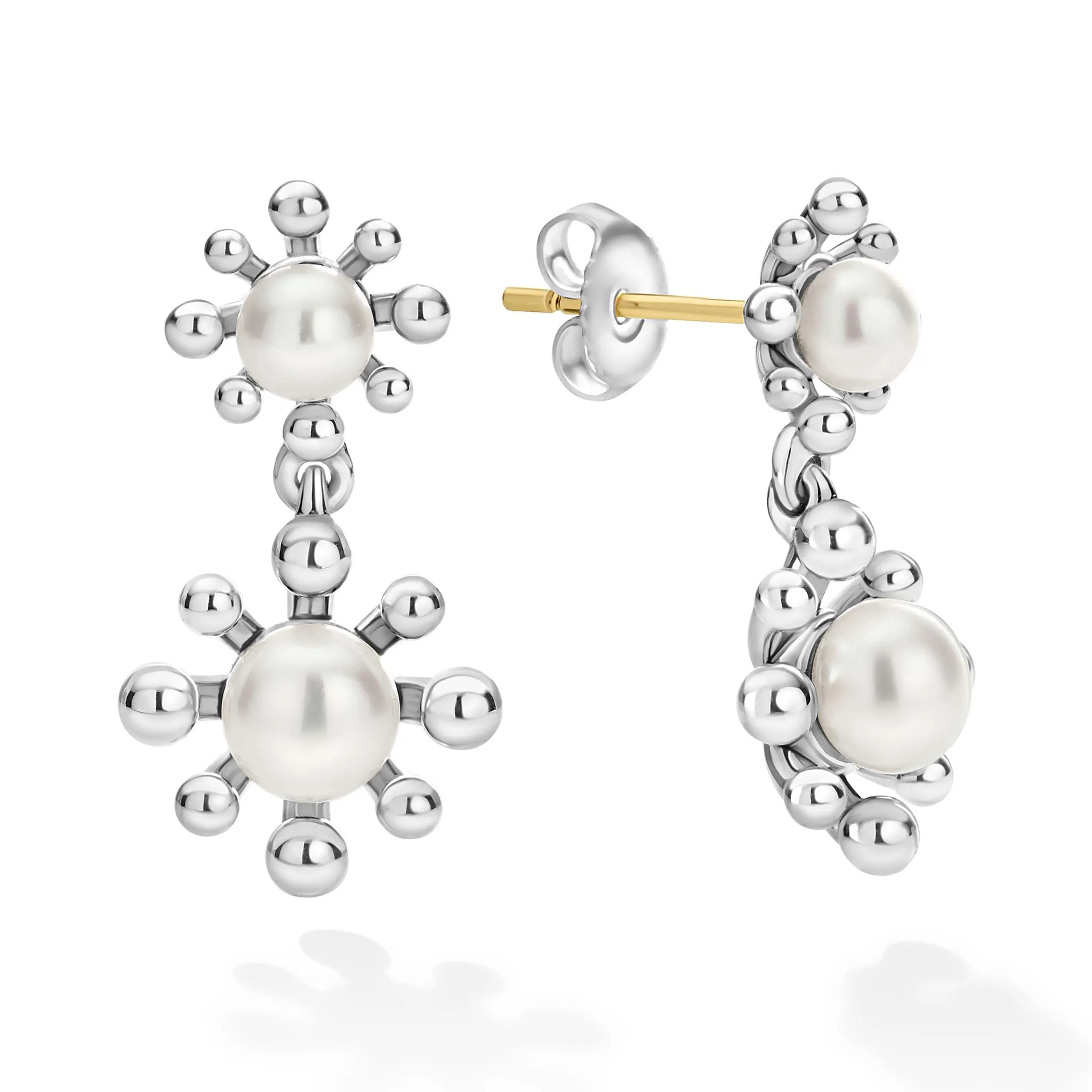Luna Fleur Pearl Drop Earrings and Link Necklace Gift Set