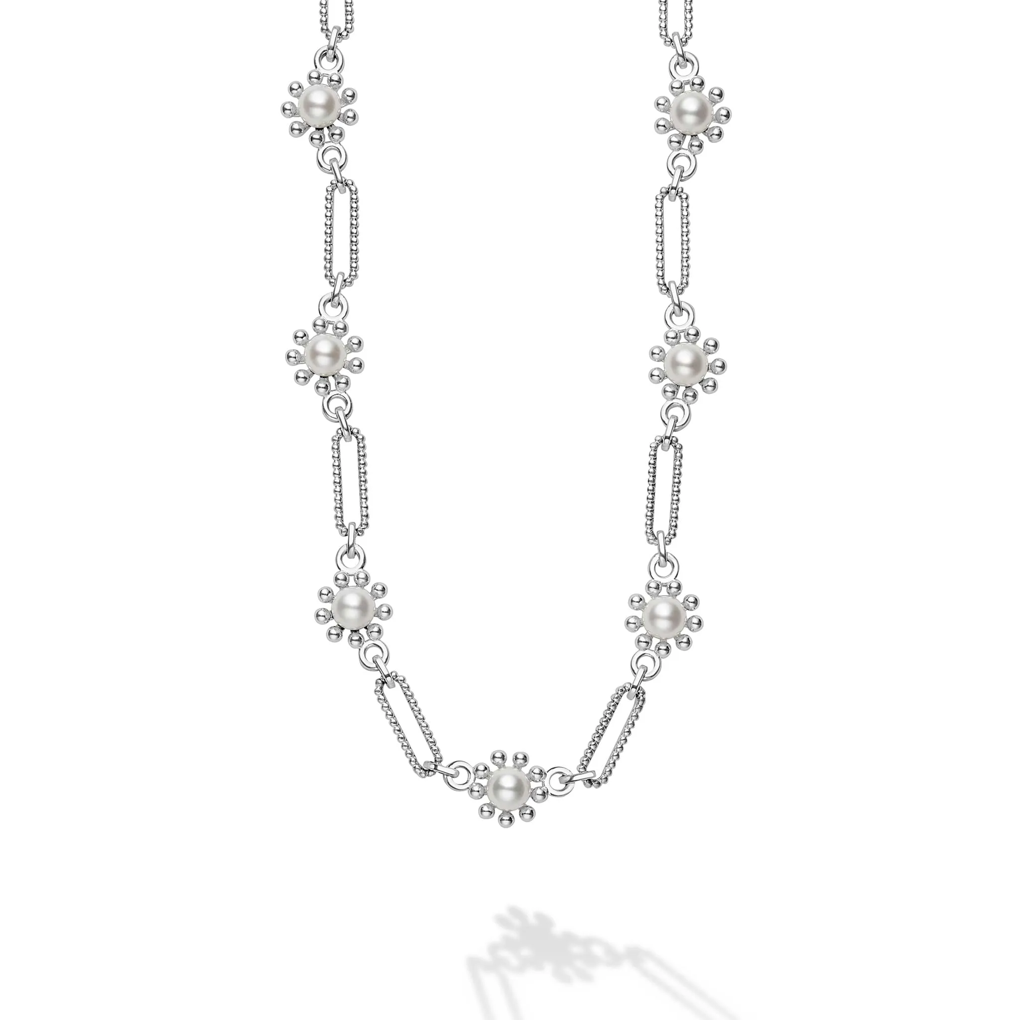 Luna Fleur Pearl Drop Earrings and Link Necklace Gift Set