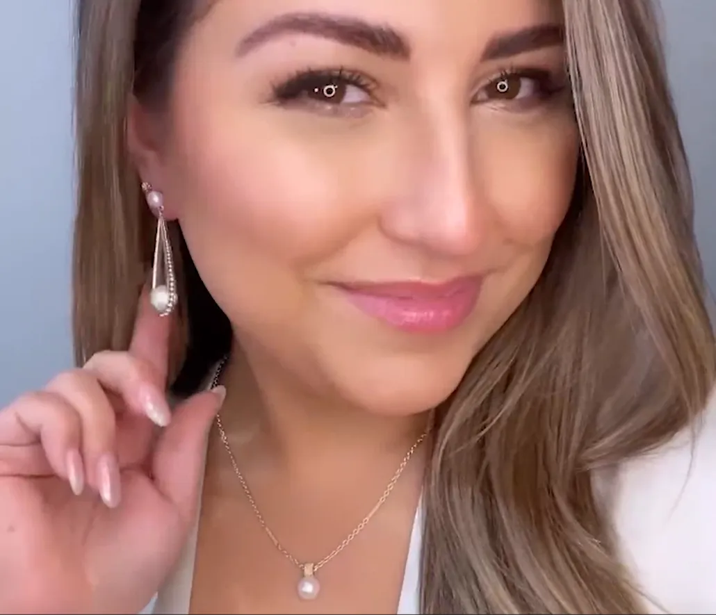 Luna Two-Tone Pearl Tear Drop Earrings
