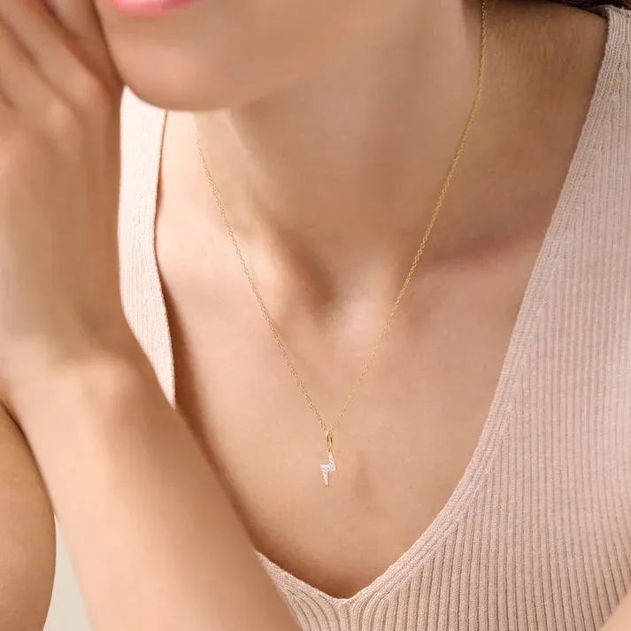 M by Monte Luna LG Diamond Lighting Pendant Necklace in 18K Yellow Gold/Rhodium Plated Sterling Silver