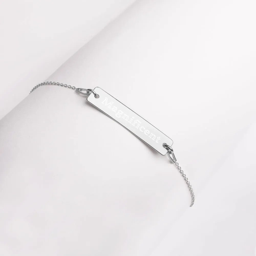 “Magnificent” Engraved Self-Affirmation Bar & Chain Bracelet