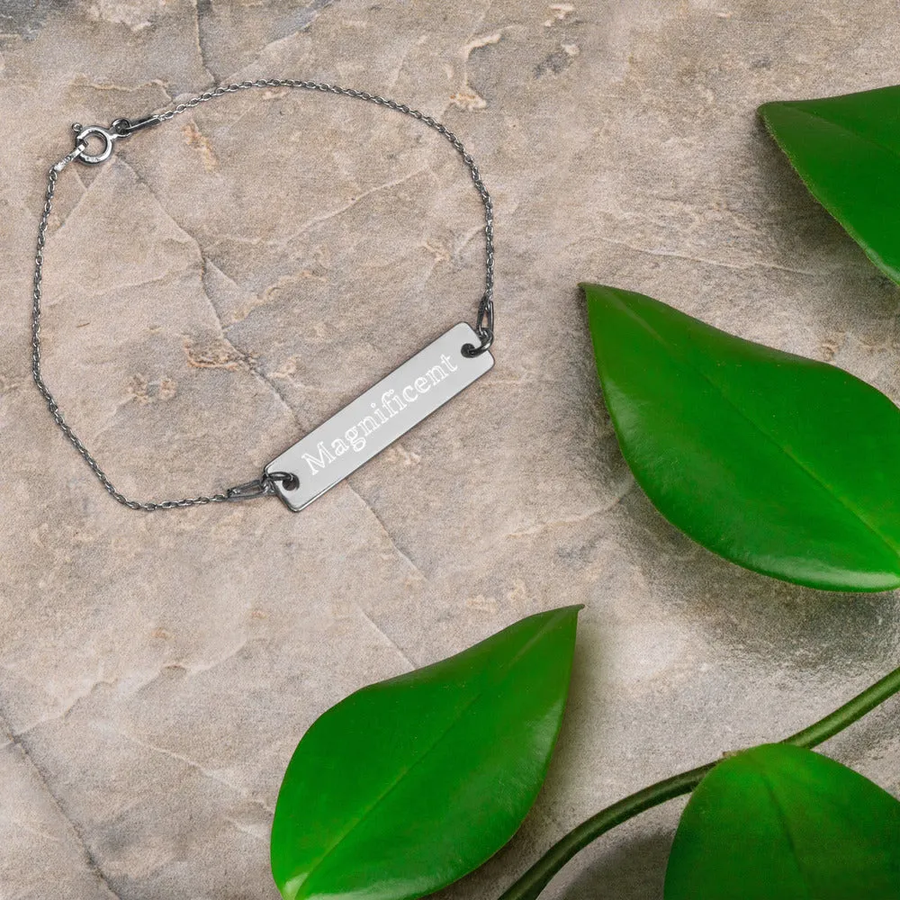 “Magnificent” Engraved Self-Affirmation Bar & Chain Bracelet