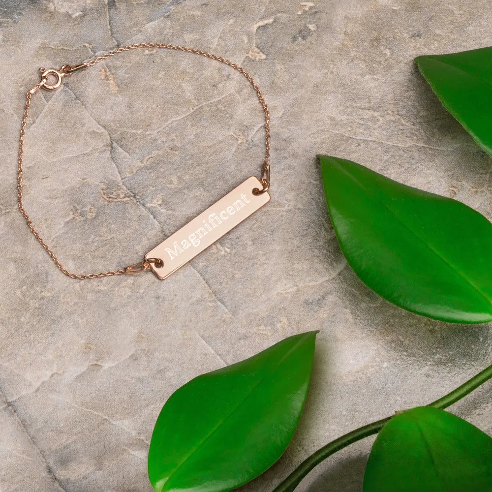“Magnificent” Engraved Self-Affirmation Bar & Chain Bracelet