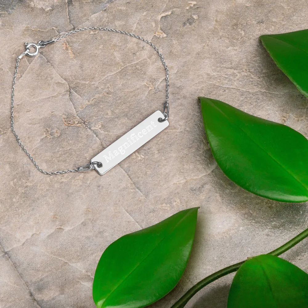 “Magnificent” Engraved Self-Affirmation Bar & Chain Bracelet