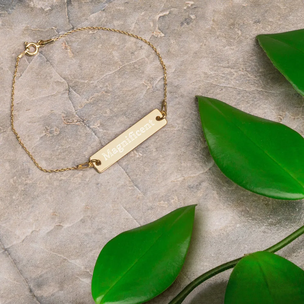 “Magnificent” Engraved Self-Affirmation Bar & Chain Bracelet