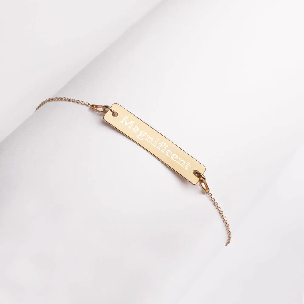 “Magnificent” Engraved Self-Affirmation Bar & Chain Bracelet