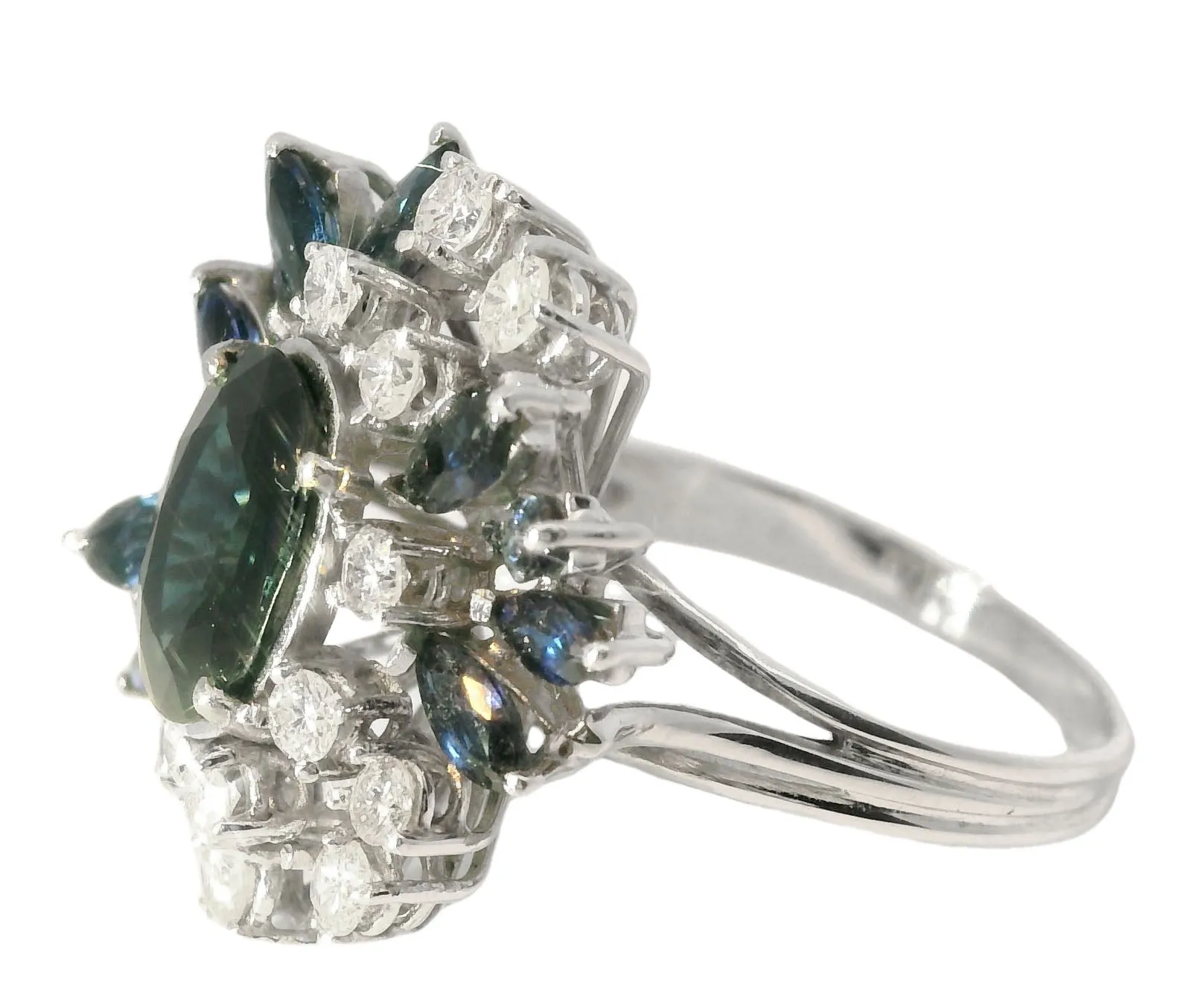 Magnificent Estate 18K White Gold Sapphire Diamond Ring Band