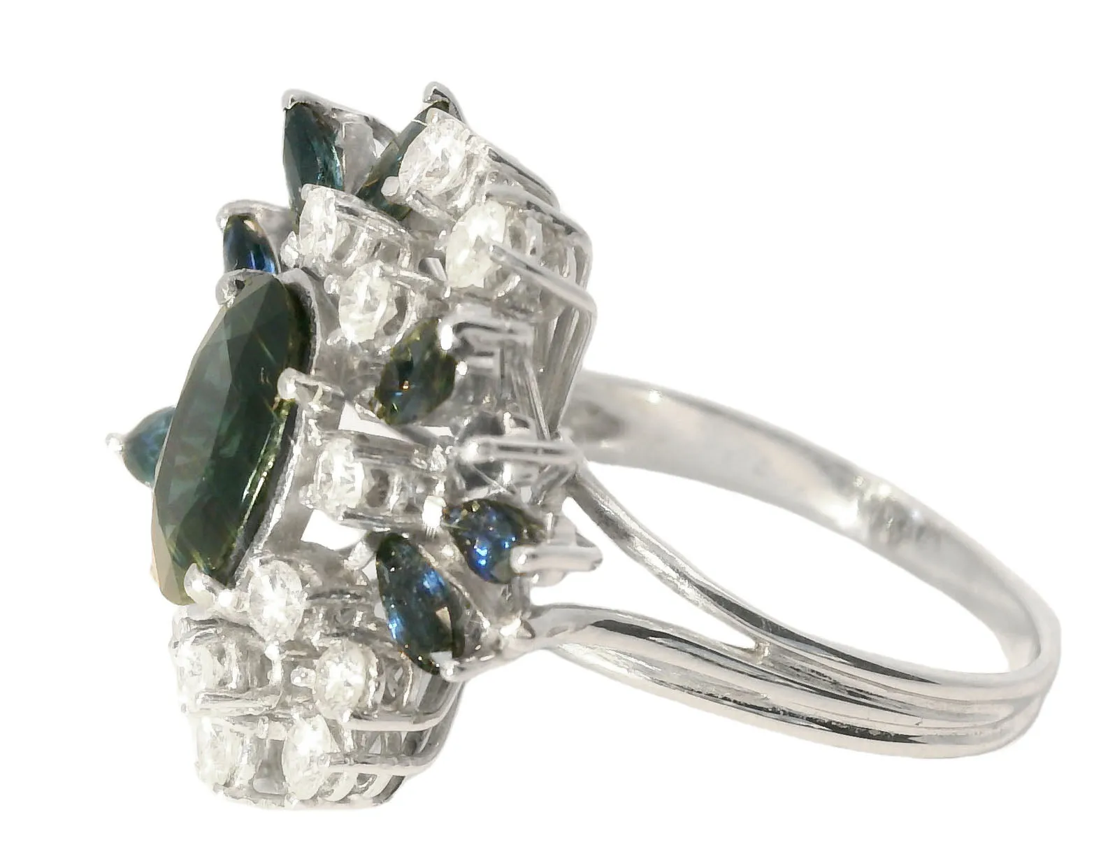 Magnificent Estate 18K White Gold Sapphire Diamond Ring Band
