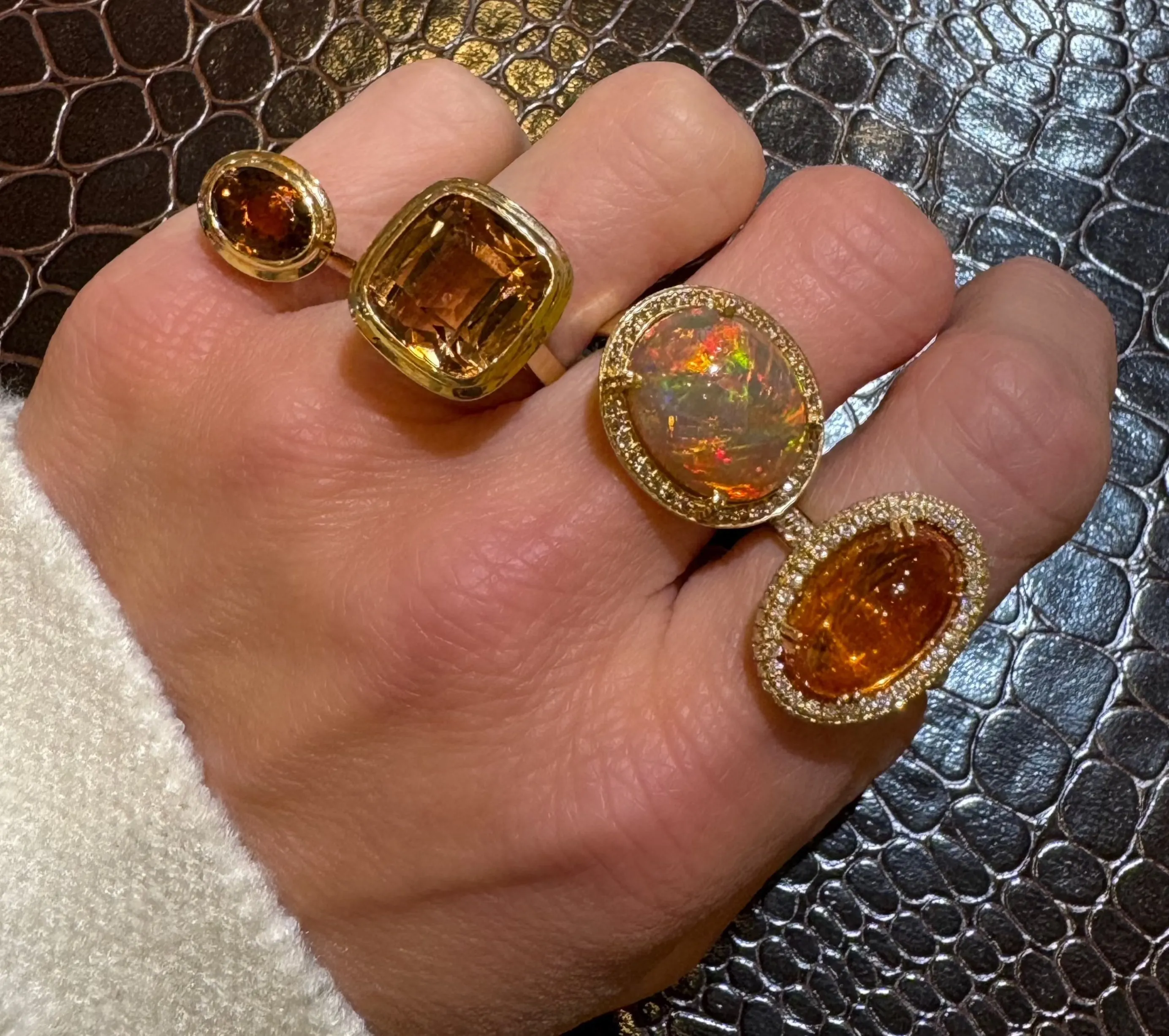 Magnificent Mandarine Garnet & Diamond Oval Signet Ring
