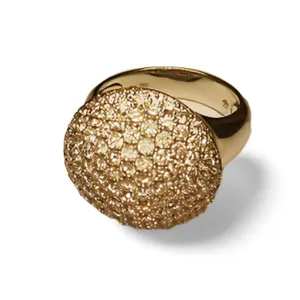 Magnificent Odelia 18K White Gold Pave Paved Diamond Designer Dome Ring