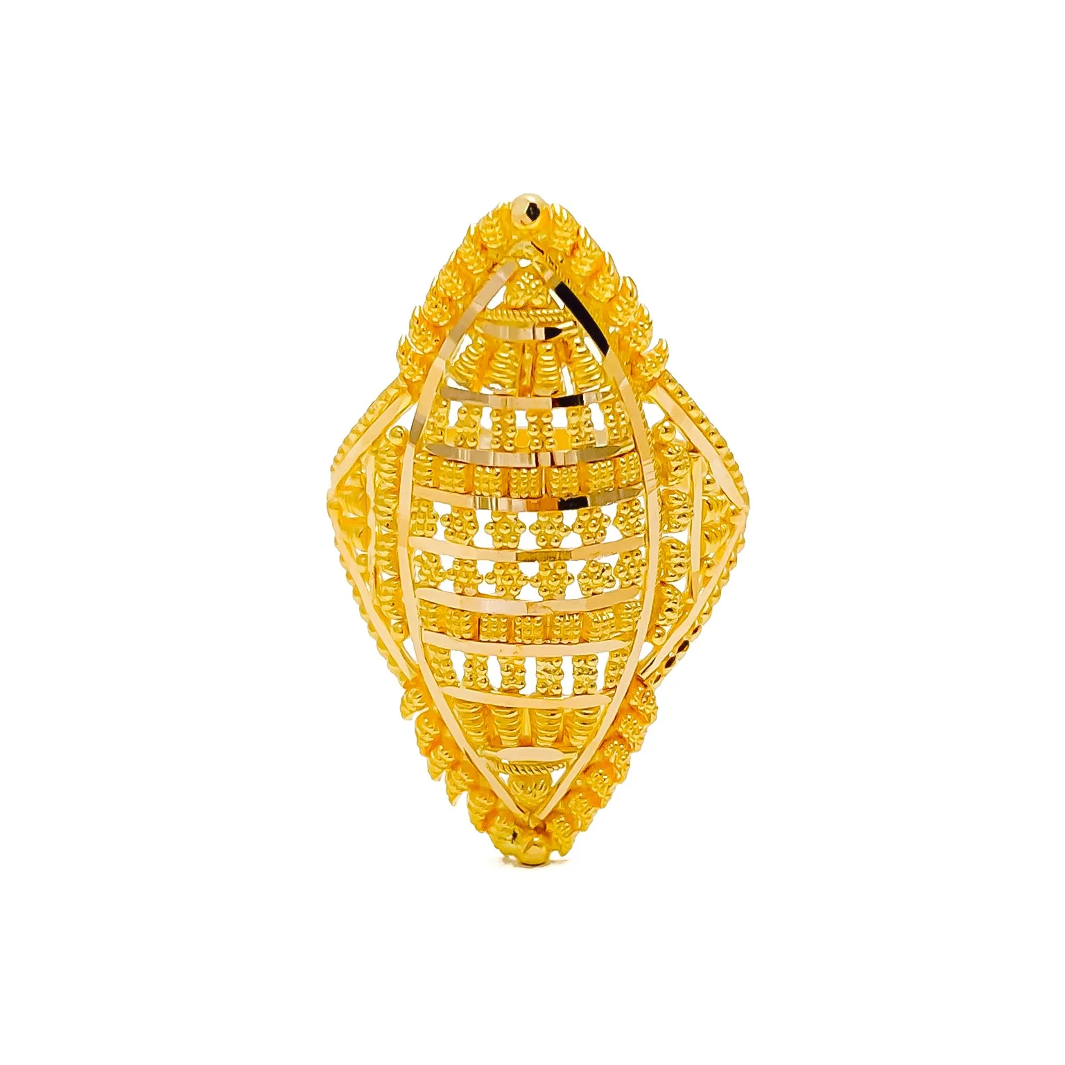 Magnificent Reflective Striped 22K Gold Ring