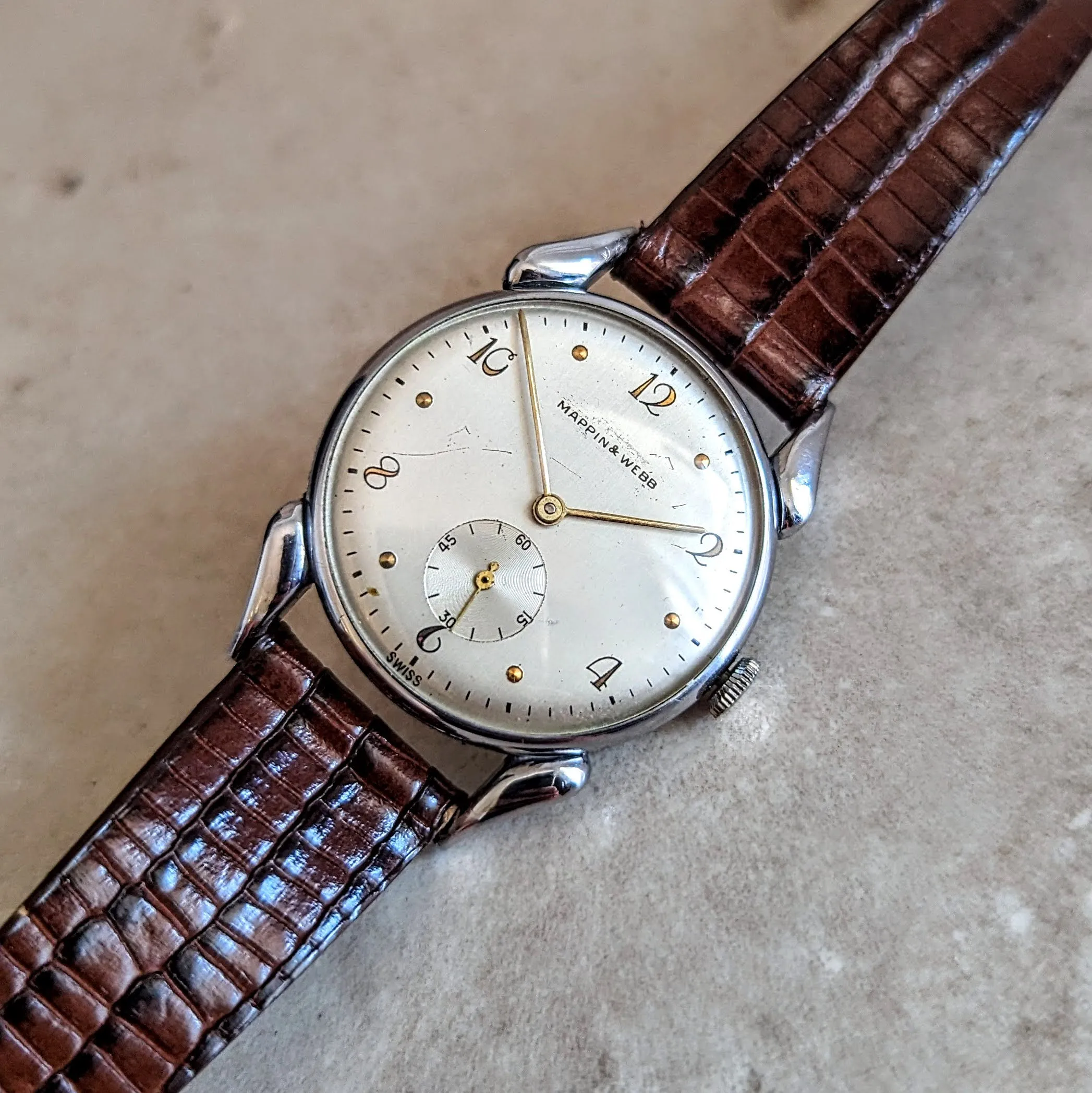 MAPPIN & WEBB 1940s Wristwatch by Parker Watch Co. 17 Jewels Cal. 11TS Swiss Made Watch