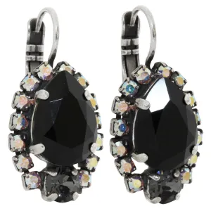 Mariana "Tuxedo" Silver Plated Teardrop Pear Crystal Earrings, 1259/1 3701