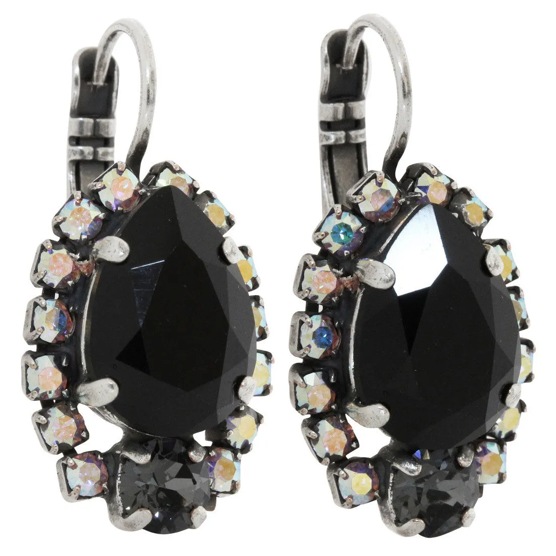 Mariana "Tuxedo" Silver Plated Teardrop Pear Crystal Earrings, 1259/1 3701