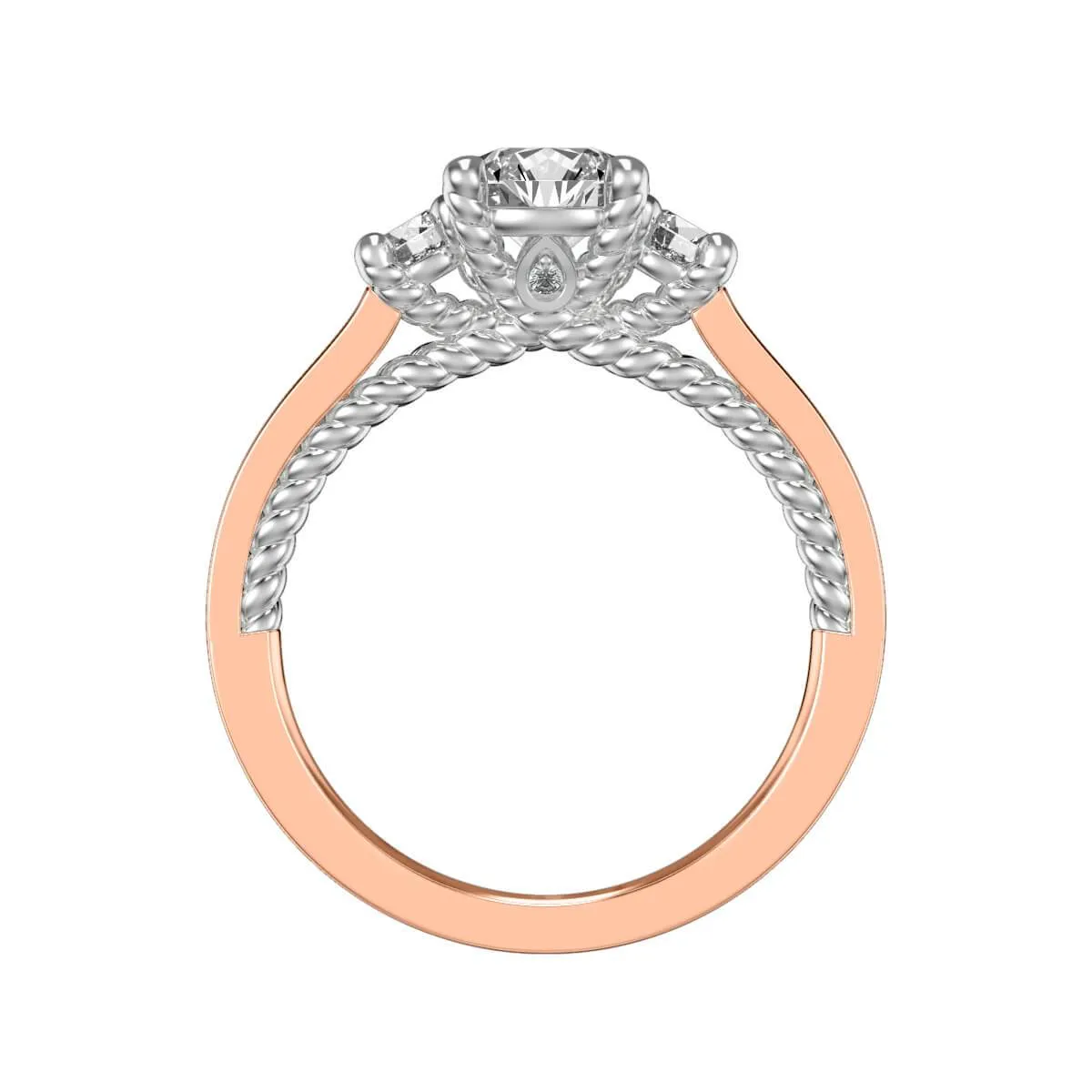 Marlow Contemporary Three Stone Rope Diamond Engagement Ring
