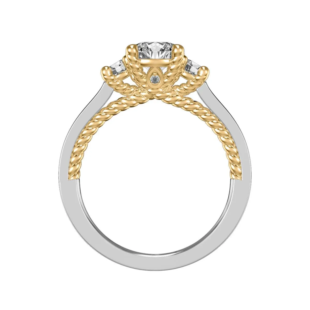 Marlow Contemporary Three Stone Rope Diamond Engagement Ring