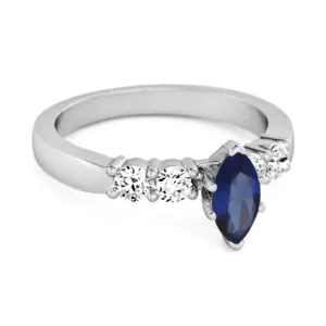Marquise Cut 0.10 Ctw Blue Sapphire Princess Ariana Wishbone Ring