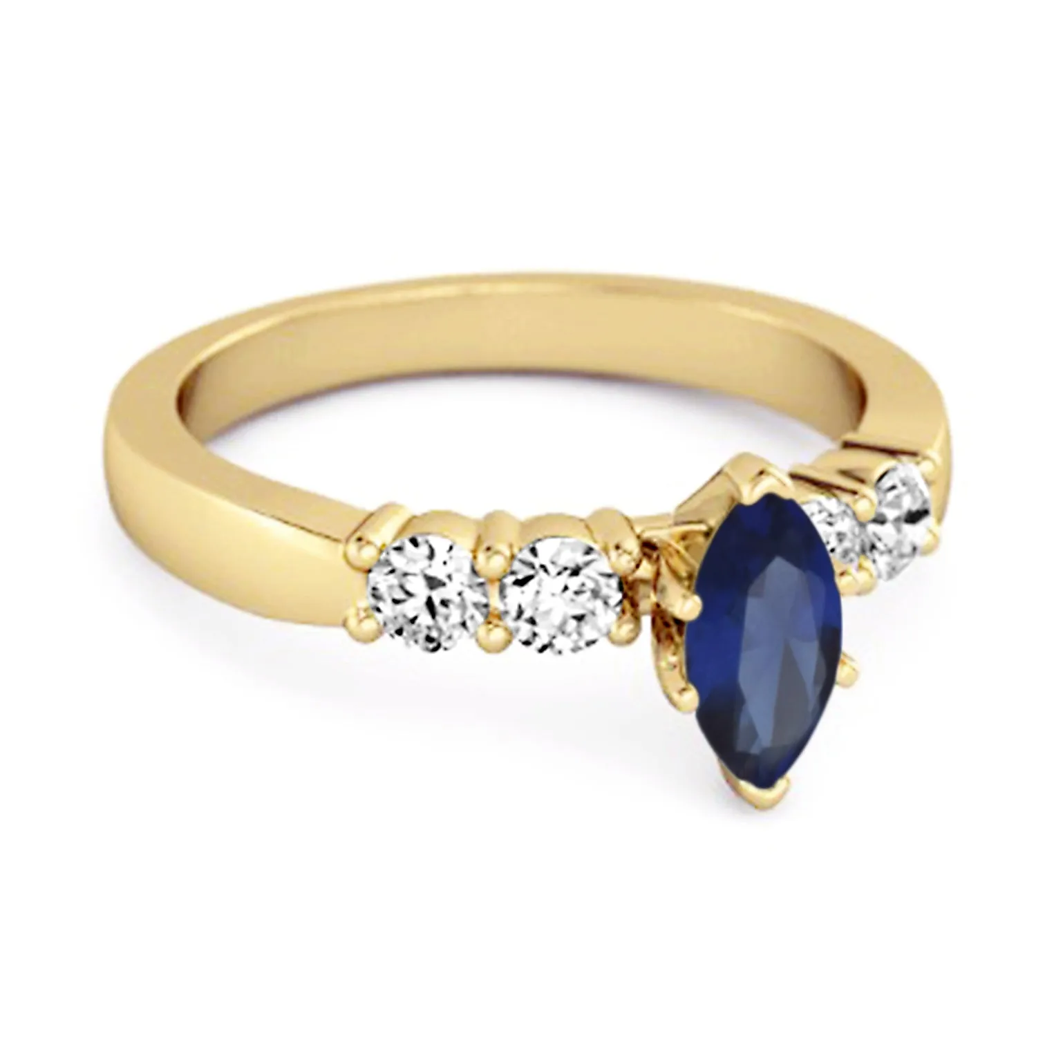 Marquise Cut 0.10 Ctw Blue Sapphire Princess Ariana Wishbone Ring