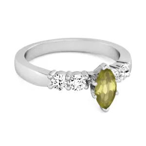 Marquise Cut 0.10 Ctw Peridot Princess Ariana Wishbone Ring