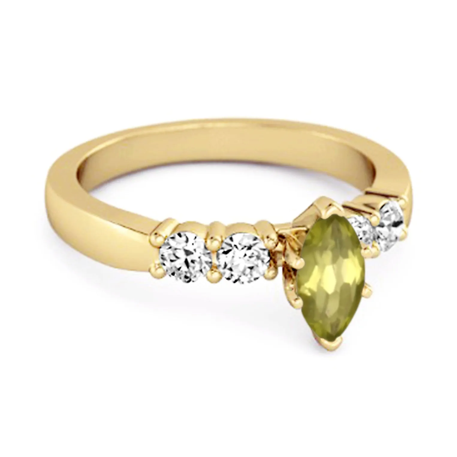 Marquise Cut 0.10 Ctw Peridot Princess Ariana Wishbone Ring
