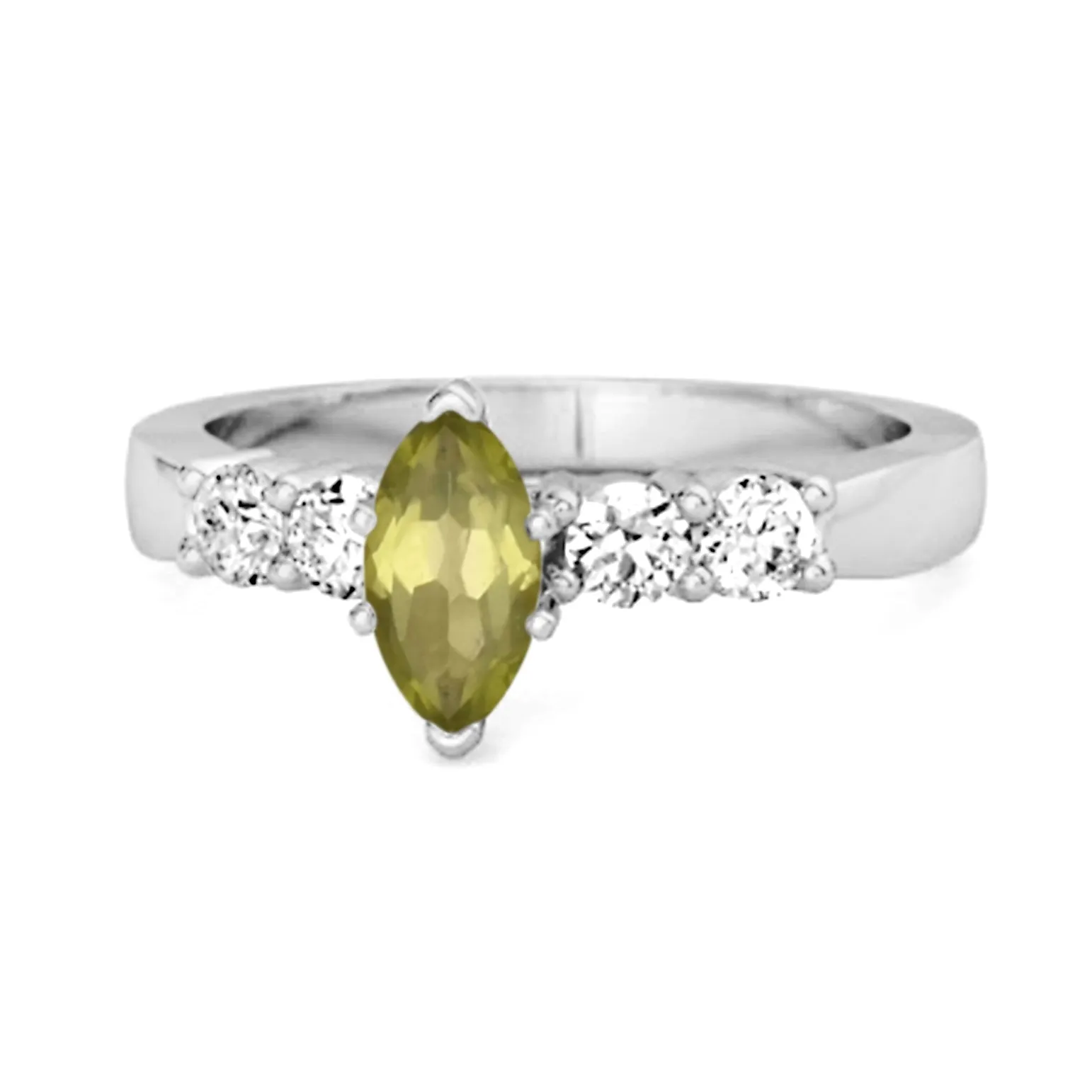 Marquise Cut 0.10 Ctw Peridot Princess Ariana Wishbone Ring