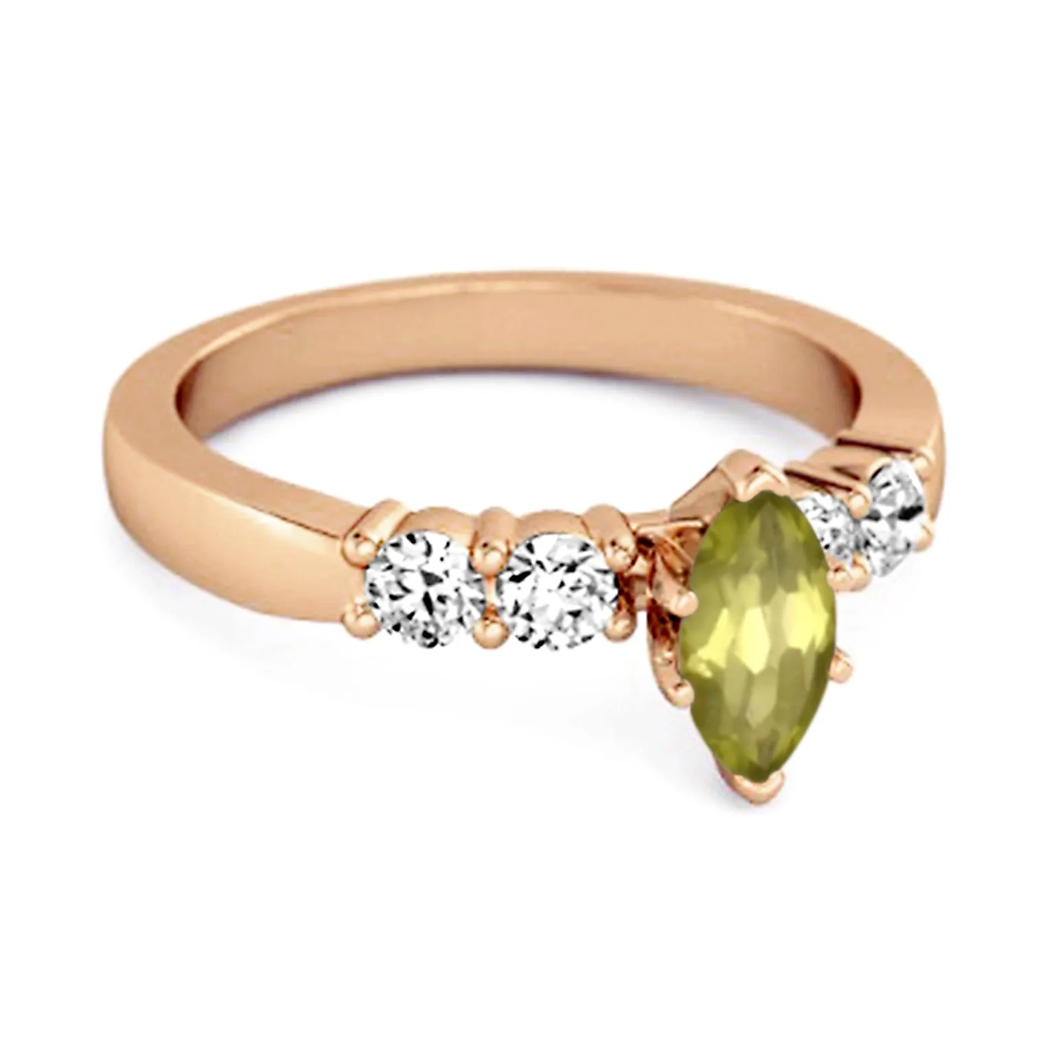 Marquise Cut 0.10 Ctw Peridot Princess Ariana Wishbone Ring
