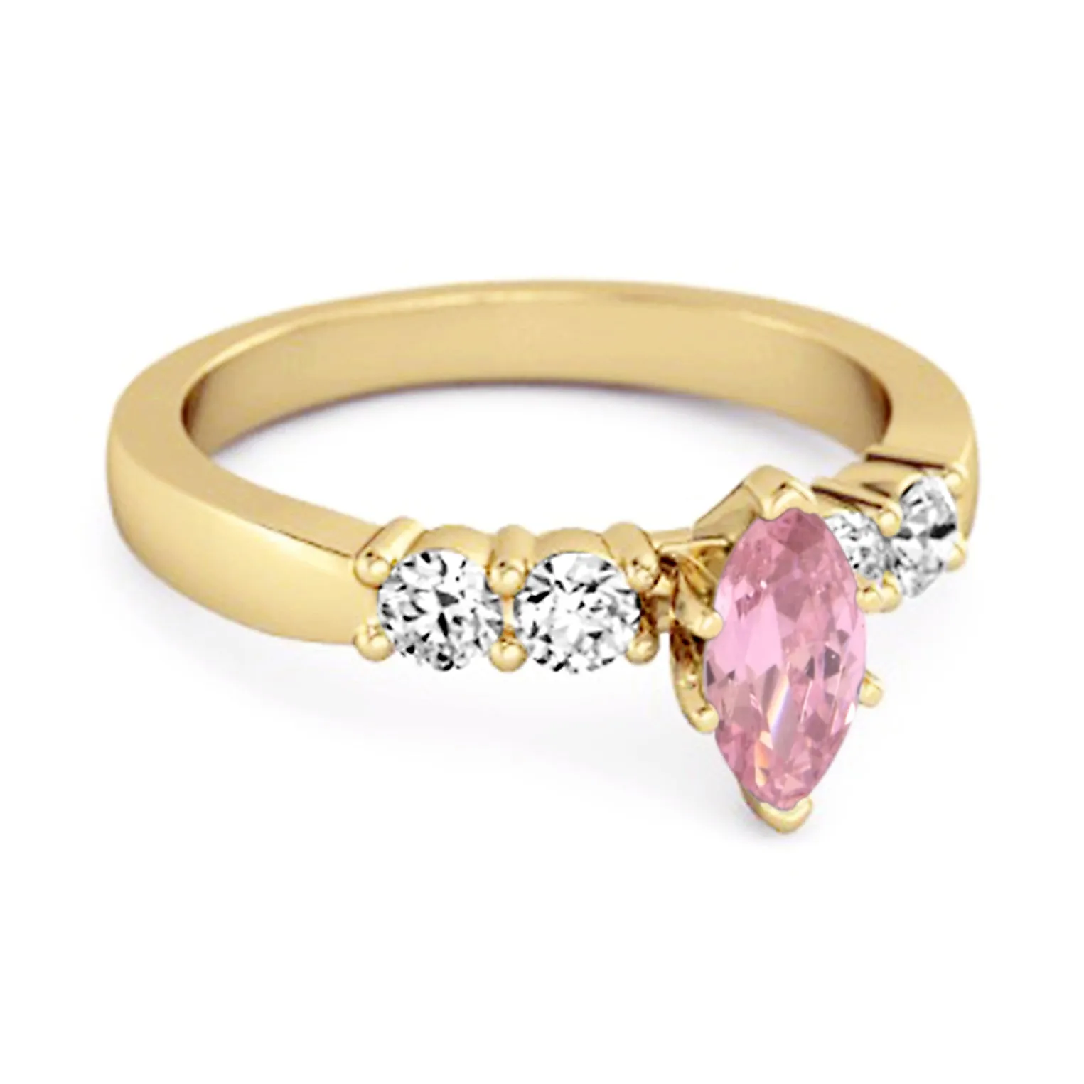 Marquise Cut 0.10 Ctw Pink Zirconia Princess Ariana Wishbone Ring