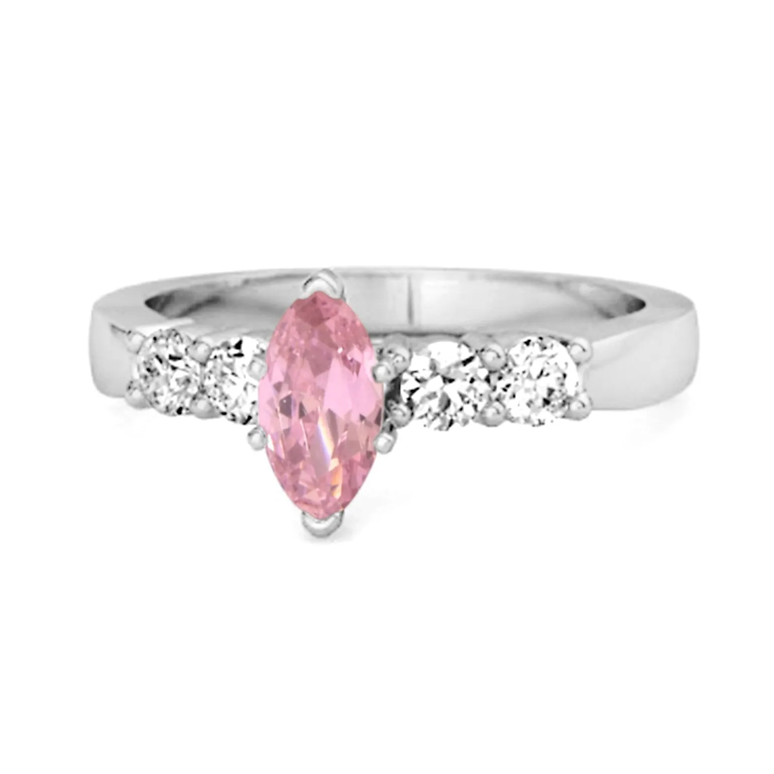 Marquise Cut 0.10 Ctw Pink Zirconia Princess Ariana Wishbone Ring