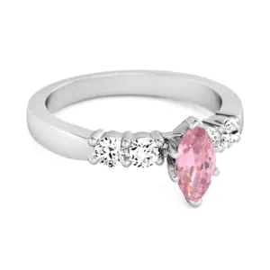 Marquise Cut 0.10 Ctw Pink Zirconia Princess Ariana Wishbone Ring