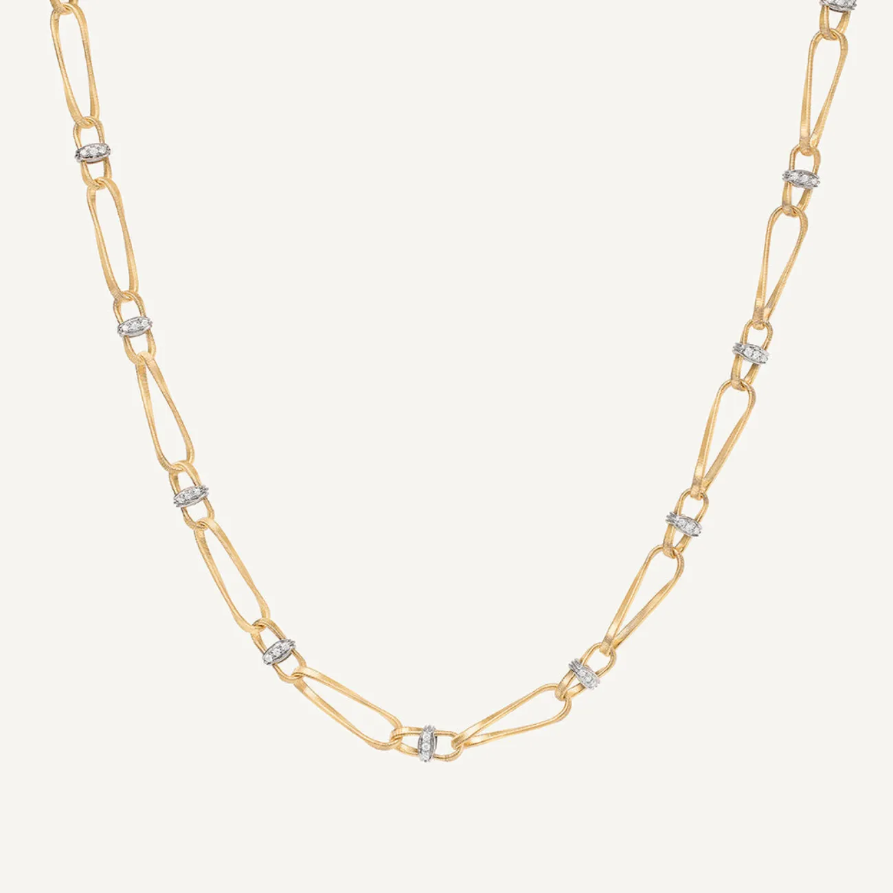 Marrakech 18K Yellow Gold Twisted Coil Link Diamonds Necklace