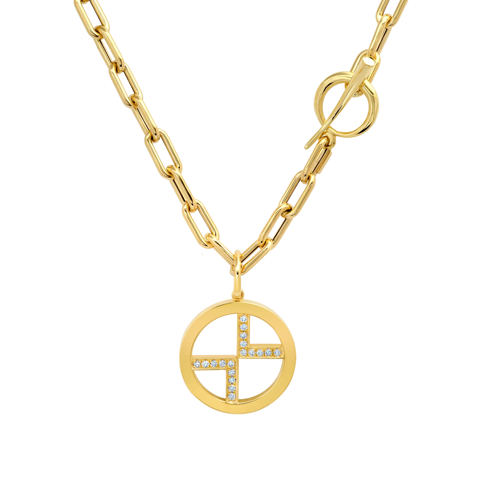 Medallion Pendants with White Pavé Diamonds