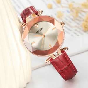 MEGIR Elegant Dress Women Watches Red Leather Strap Diamond Design 2019 Fashion Waterproof Quartz Analog Wristwatch feminino