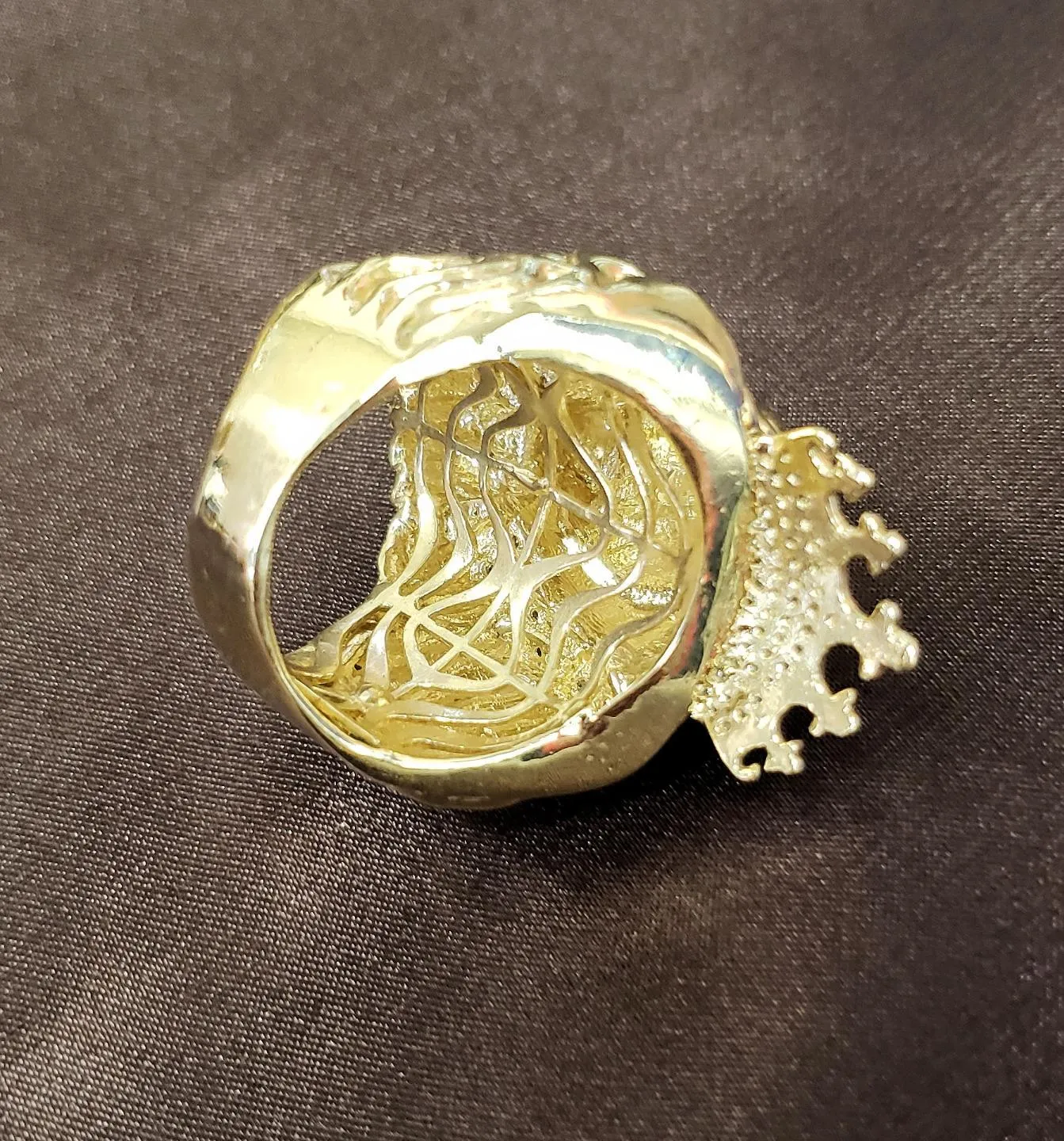 Mens 14k Yellow Gold CZ XL Lion King Head Ring