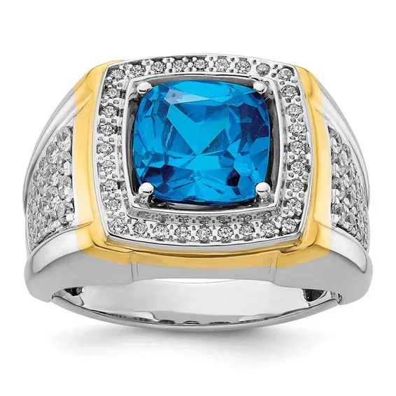 Men's Magnificent Blue Topaz and .75 carat t.w. Diamond 14k Gold Ring by IB Goodman, B220067-4WYBT/LG