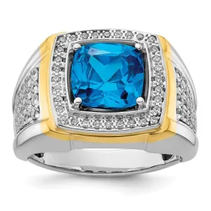 Men's Magnificent Blue Topaz and .75 carat t.w. Diamond 14k Gold Ring by IB Goodman, B220067-4WYBT/LG
