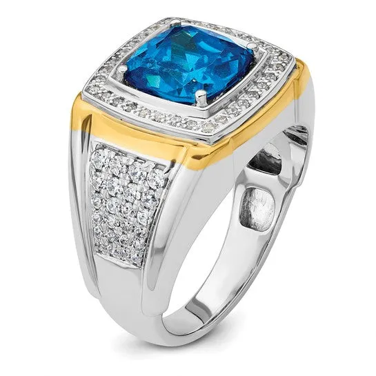 Men's Magnificent Blue Topaz and .75 carat t.w. Diamond 14k Gold Ring by IB Goodman, B220067-4WYBT/LG