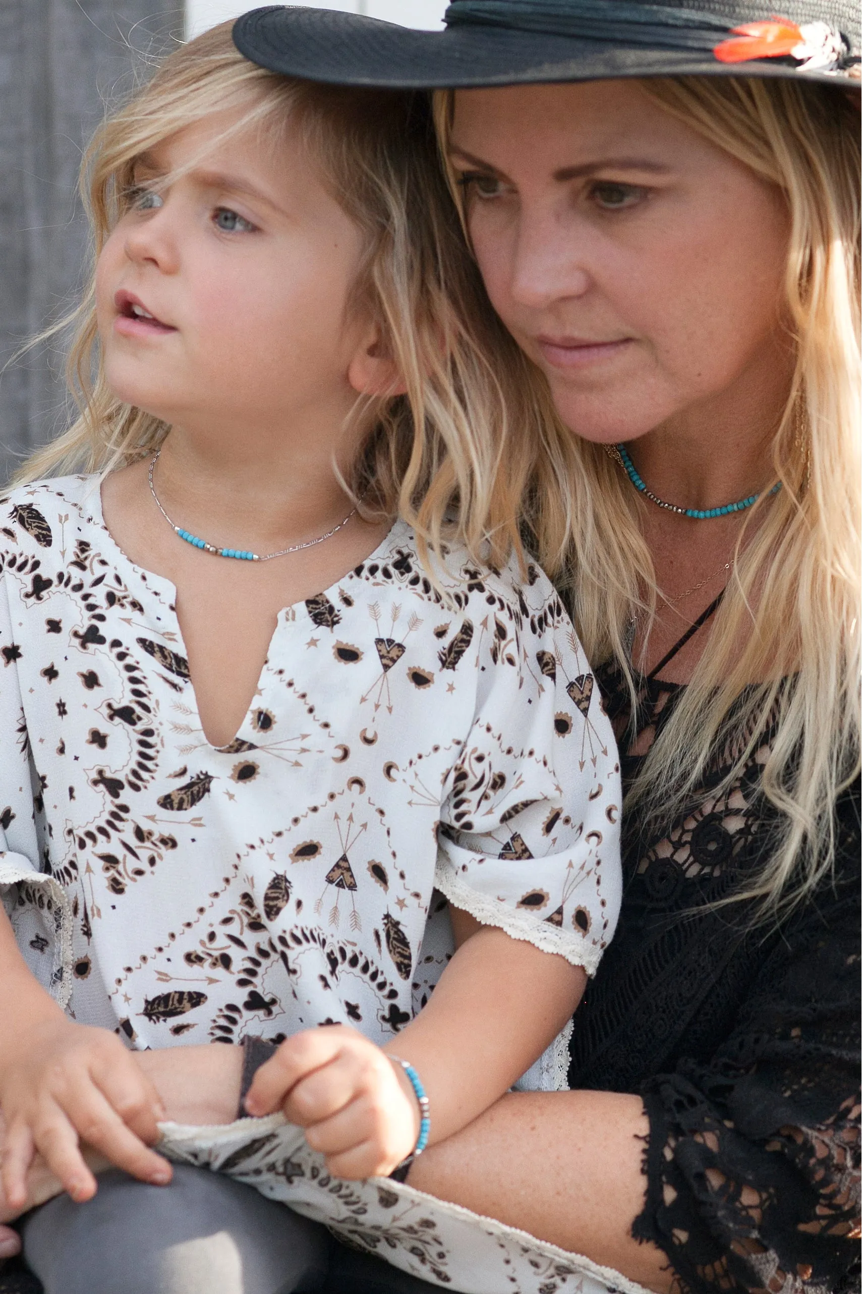 Mermaid Gemstone Kids Bracelet in Silver w/Turquoise